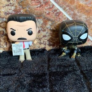 Funko Pop Black and Gold Spider-Man with J. Jonah Jameson